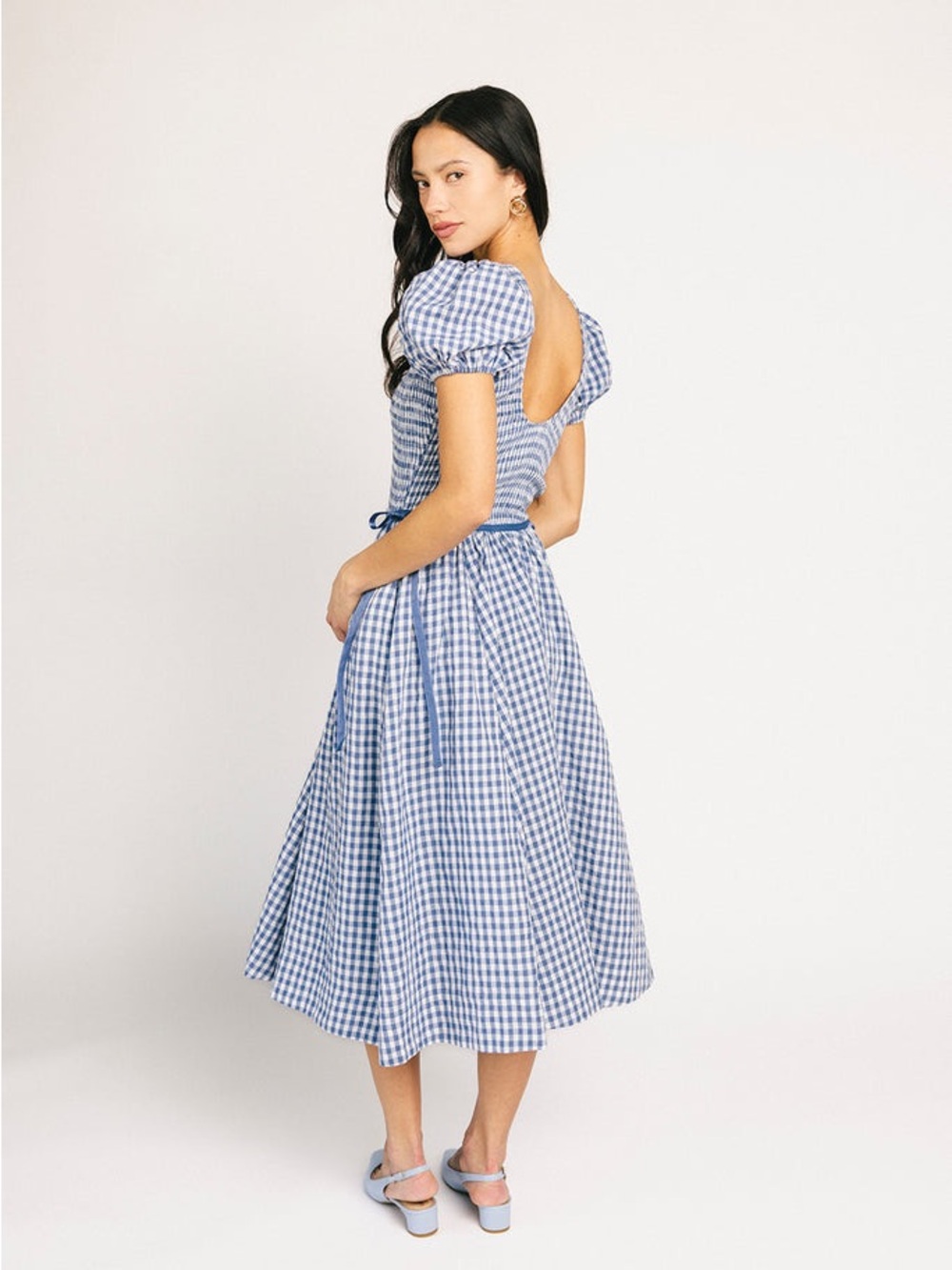 Shop Zoco Red Plaid Smocked Dress - L - Picture 10 of 10